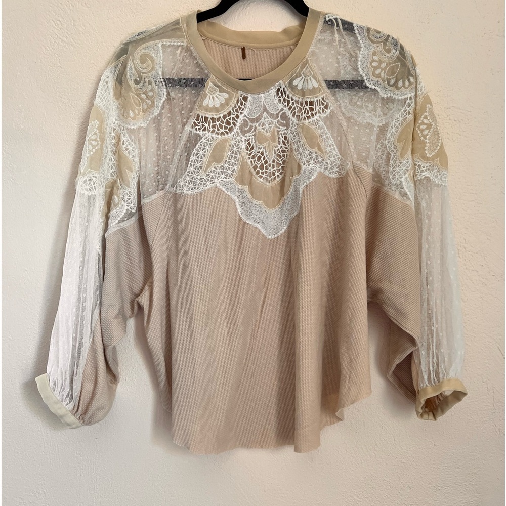 Free People Women’s Long-sleeve Crochet Lace Blouse